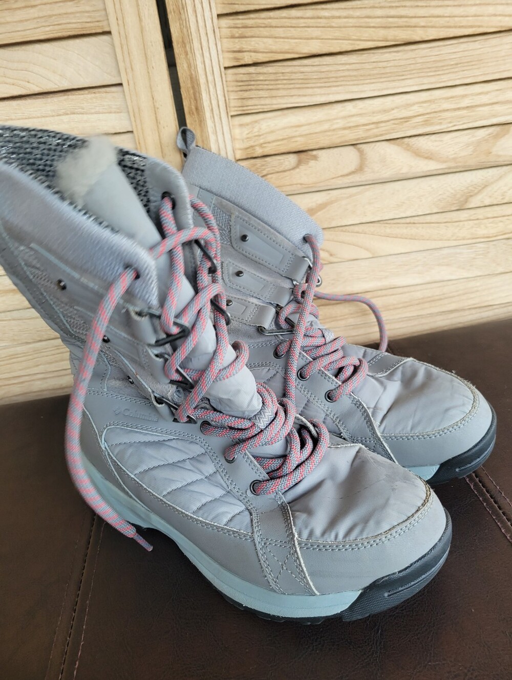 COLUMBIA Womens 7 Winter MEADOWS OMNI-HEAT 3D WOMEN'S GREY WATERPROOF BOOTS